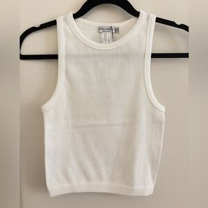 Stradivarius White Ribbed Sleeveless Top